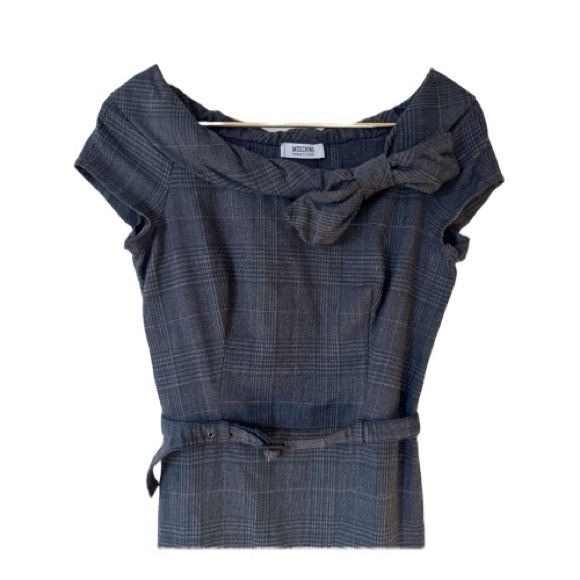 MOSCHINO Cheap and Chic Vintage 90s Y2K Wool Rayon Plaid Pink Tartan Dress Sz XS - Picture 2 of 8